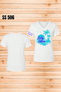 Short Sleeve T-Shirt V Neck Palm Tree Salty Sisters