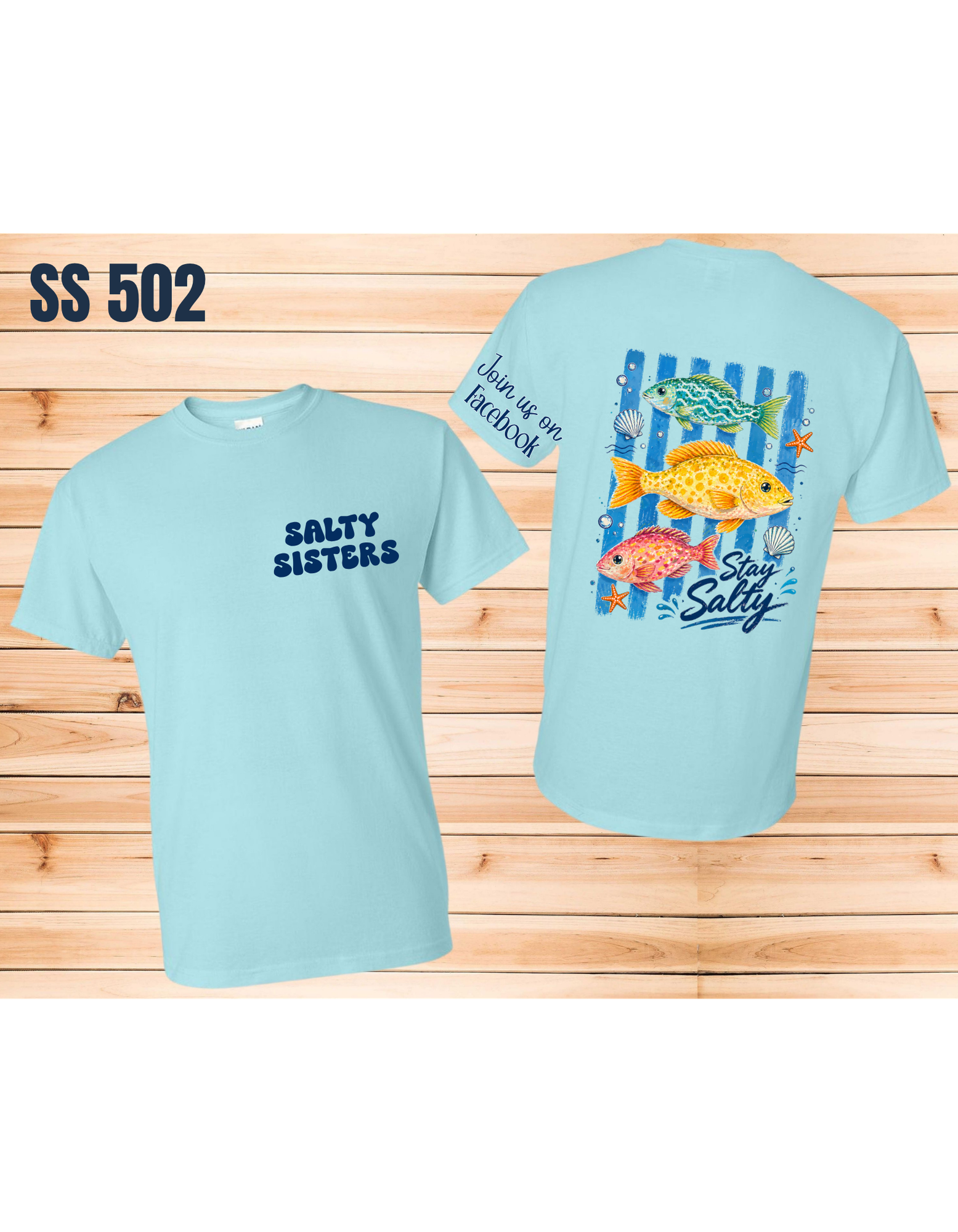 Short Sleeve T-Shirt Crew Neck Fish N Stripes Salty Sisters