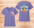 Short Sleeve T-Shirt V Neck Ladies  t-shirts with Dog  Salty Sisters