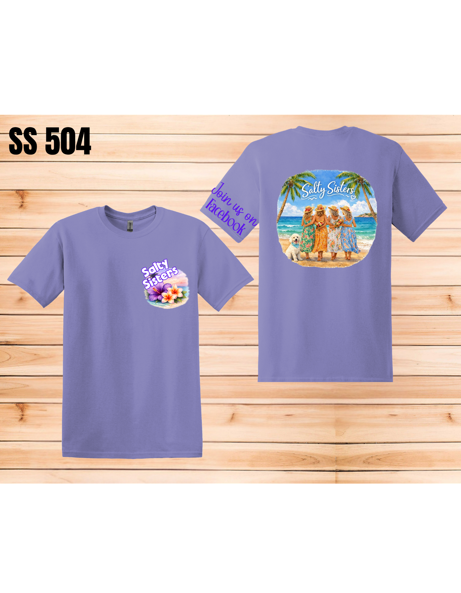 Short Sleeve T-Shirt Crew Neck Ladies in Dresses with Dog  Salty Sisters