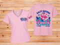 Short Sleeve T-Shirt V Neck Bunco Flamingo Salty Sisters