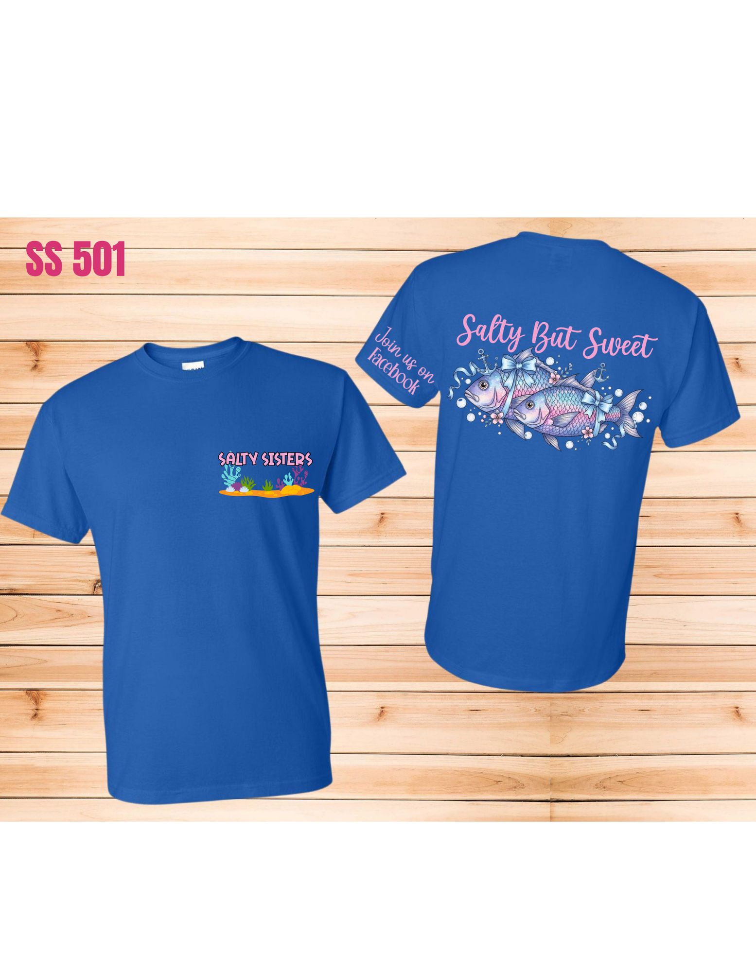 Short Sleeve T-Shirt Crew Neck Fish N Bows Salty Sisters